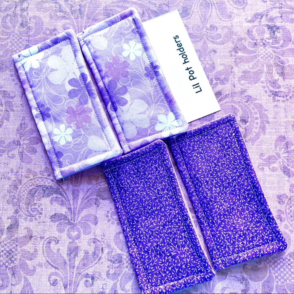 HANDMADE Lil Potholders- 2 sets Purple/Floral NEW